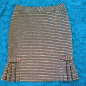 Knee-length Wool Skirt With Kick Pleats, Size 6/8